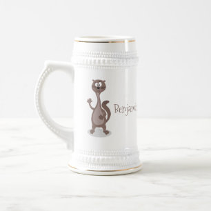 Jarra De Cerveza Ilustracion personalizado de comadreja divertida