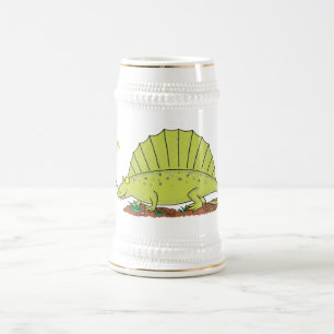 Jarra De Cerveza Ilustracion personalizado de dimetrodon verde lind