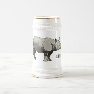 Jarra De Cerveza Ilustracion personalizado de Javan rhinoceros