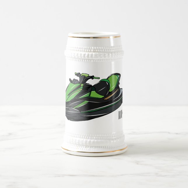 Jarra De Cerveza Ilustracion personalizado de moto acuática (Centro)