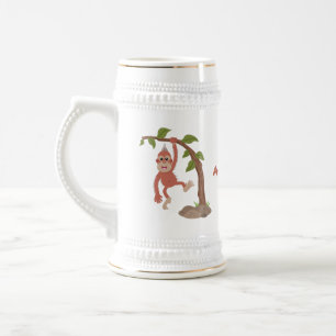 Jarra De Cerveza Ilustracion personalizado de orangután bebé feliz