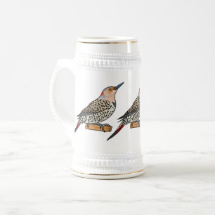 Jarra De Cerveza Ilustracion personalizado de pájaro parpadeante de