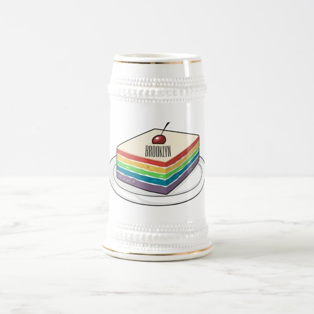 Jarra De Cerveza Ilustracion personalizado de pastel de arcoiris (Centro)
