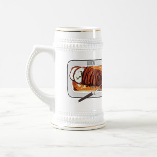 Jarra De Cerveza Ilustracion personalizado de pavo asado