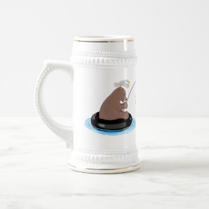 Jarra De Cerveza Ilustracion personalizado de pesca de cachorro de 