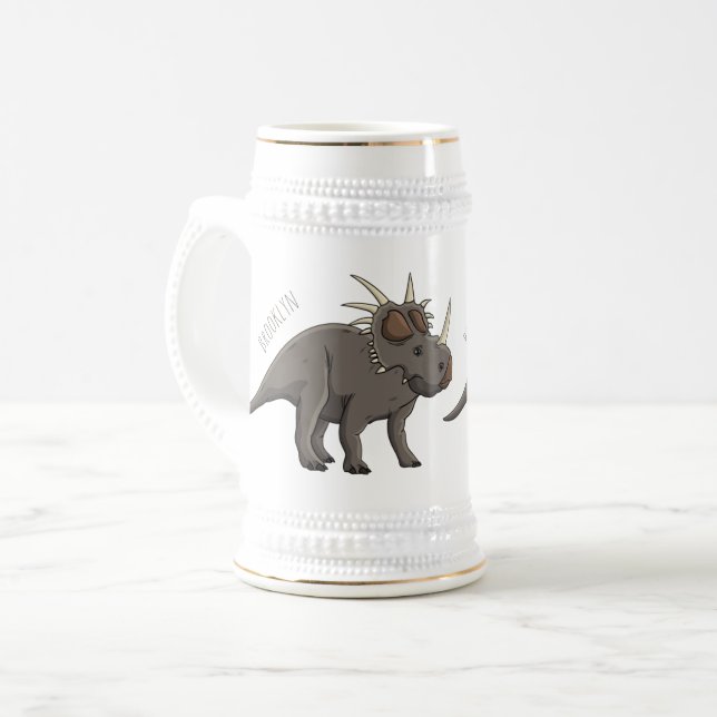 Jarra De Cerveza Ilustracion personalizado de Styracosaurus (Anverso izquierdo)