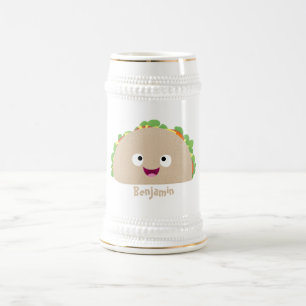 Jarra De Cerveza Ilustracion personalizado de taco alegre sonriente