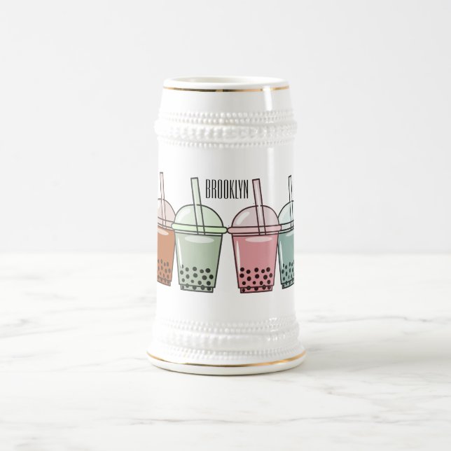Jarra De Cerveza Ilustracion personalizado de té de burbujas (Centro)