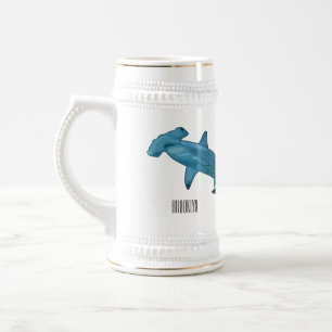 Jarra De Cerveza Ilustracion personalizado de tiburón martillo