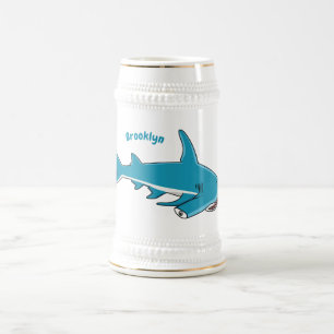 Jarra De Cerveza Ilustracion personalizado de tiburón martillo