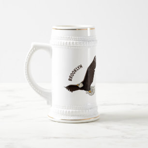 Jarra De Cerveza Ilustracion personalizado del águila calva