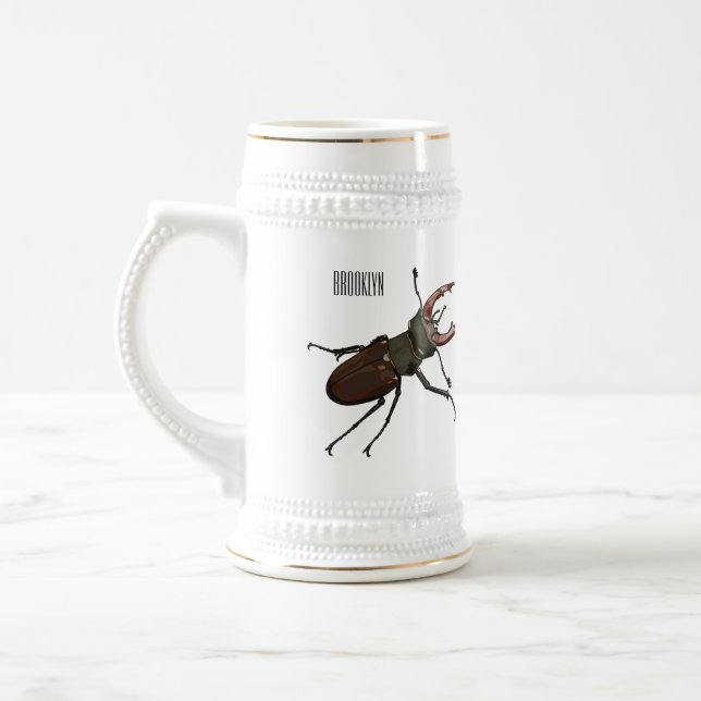 Jarra De Cerveza Ilustracion Stag beetle personalizado (Izquierda)