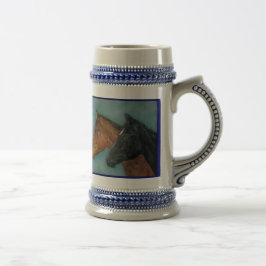 Jarra De Cerveza imagen equina de dos caballos bebés muy lindos