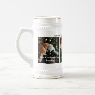 Jarra De Cerveza Imágenes de gatos de Navidad, personalizar