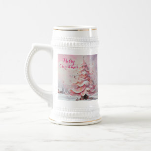 Jarra De Cerveza Impresionante y caprichoso árbol de Navidad rosa