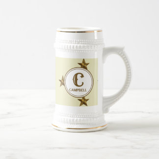 Jarra De Cerveza Inicial de monograma de estrella apellido de famil