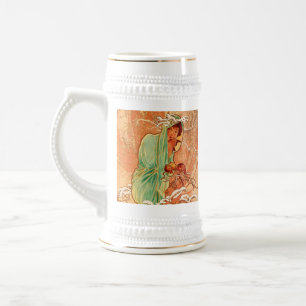 Jarra De Cerveza Invierno Art Nouveau de Alphonse Mucha