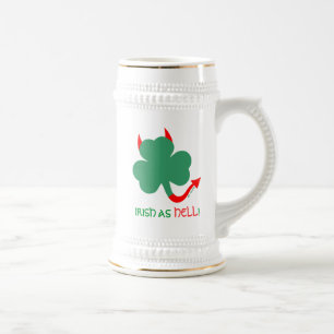 Jarra De Cerveza Irish As Hell St. Paddys Funny Novedad Shamrock