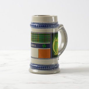 Jarra De Cerveza Irlanda Tartan/bandera nacional Harp/shamrock con