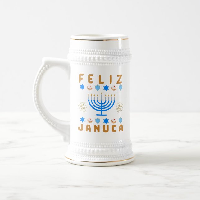 Jarra De Cerveza Januca januka Janucia Janukia menorah Sameaj (Izquierda)