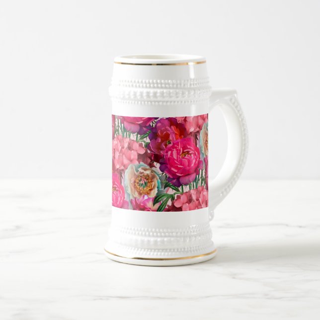 Jarra De Cerveza Jardín de flores románticas (Anverso derecho)