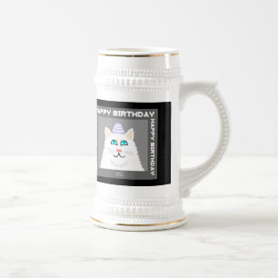 Jarra De Cerveza Jueves Fluffy White Cat Stein Mug