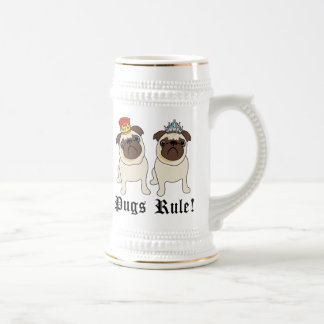 Jarra De Cerveza KIng y Queen Pug Mugs