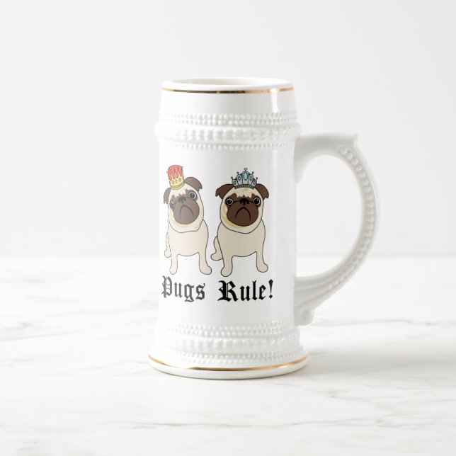 Jarra De Cerveza KIng y Queen Pug Mugs (Derecha)