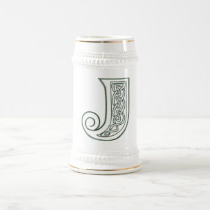 Jarra De Cerveza KRW - J - Stein con monograma céltico