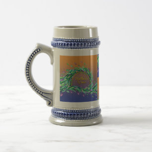 Jarra De Cerveza La audaz ola de flores de la madre