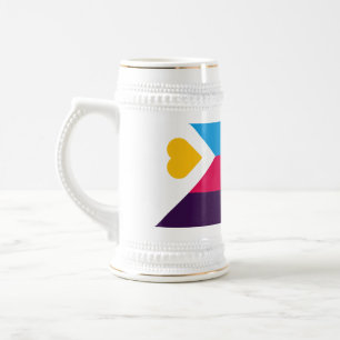 Jarra De Cerveza La bandera de orgullo poliamoroso tricolor de Slip