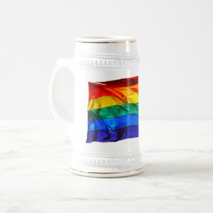 Jarra De Cerveza La bandera del orgullo gay de SlipperyJoe's ondean