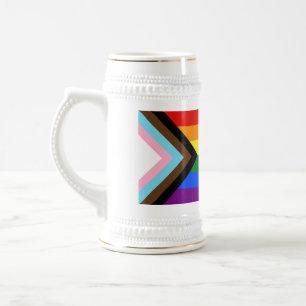 Jarra De Cerveza La bandera del orgullo progresista de SlipperyJoe 