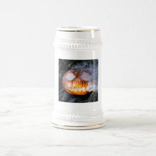Jarra De Cerveza La cabeza de Jack-o-Lantern del Jinete sin Cabeza 