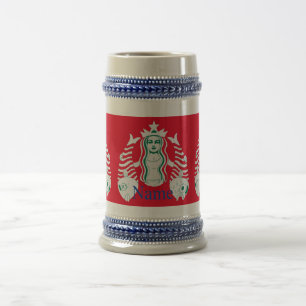 Jarra De Cerveza La sirena de la reina de la corona de las estrella