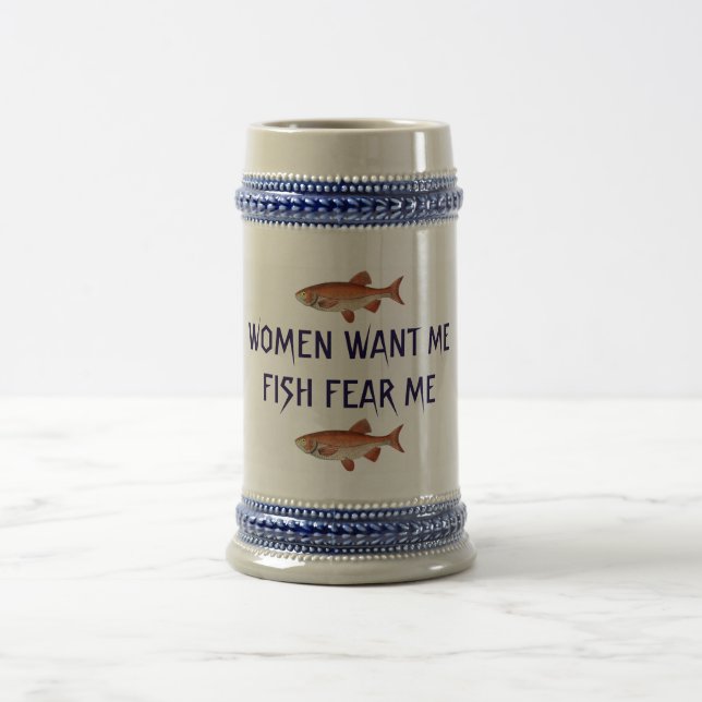 JARRA DE CERVEZA LAS MUJERES QUIEREN QUE ME TEMA EL PESCADO GRANDES (Centro)