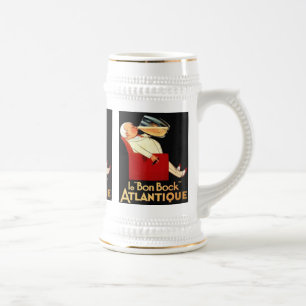 Jarra De Cerveza le Bon Bock Atlantique Vintage Beer Label Stein