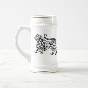 Jarra De Cerveza León de la caligrafía (negro)