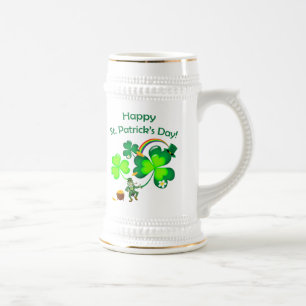 Jarra De Cerveza Leprechaun y Shamrock