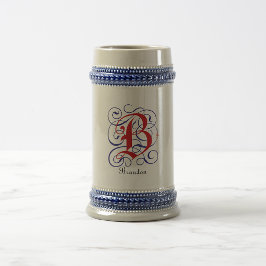 Jarra De Cerveza Letra gótica monograma B nombre personalizado