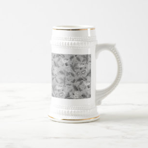 Jarra De Cerveza Lindo patrón floral gris