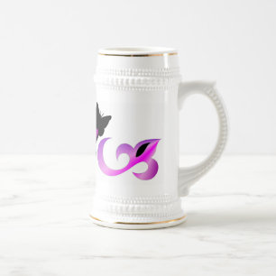 Jarra De Cerveza Lirio cardíaco arcoiris y mariposa