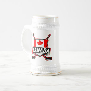 Jarra De Cerveza Logotipo canadiense del hockey