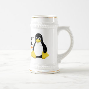 Jarra De Cerveza Logotipo de Linux con los productos de Tux