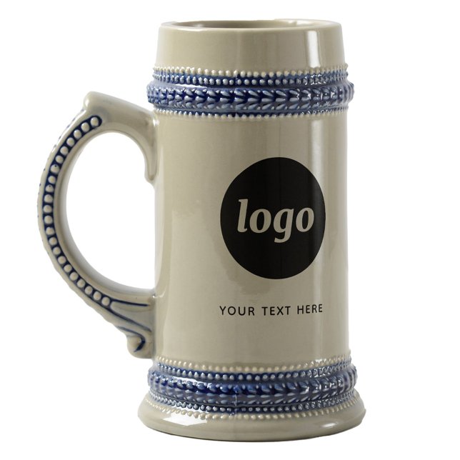 Jarra De Cerveza Logotipo y Texto Empresarial Simple (Logo with custom text business promotional beer stein)