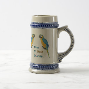 Jarra De Cerveza Macaw Stein del azul y del oro