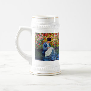 Jarra De Cerveza Madre y niño monet en el jardín