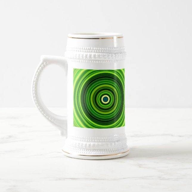Jarra De Cerveza Mandala verde geométrica-25436 (Izquierda)