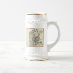 Jarra De Cerveza Mapa Antiguo de Dinamarca (1801)