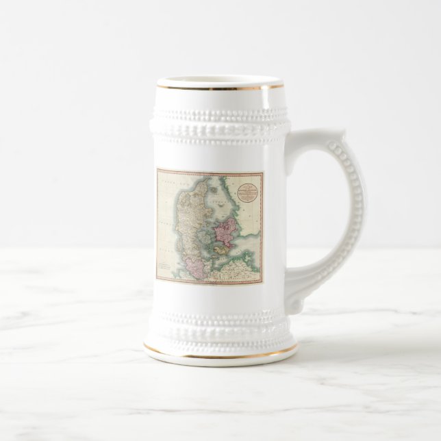 Jarra De Cerveza Mapa Antiguo de Dinamarca (1801) (Derecha)